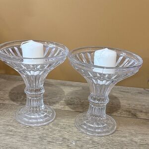 Vintage Polish Crystal Candlestick Candles Various Sizes. 5 3/4 inches tall 3B
